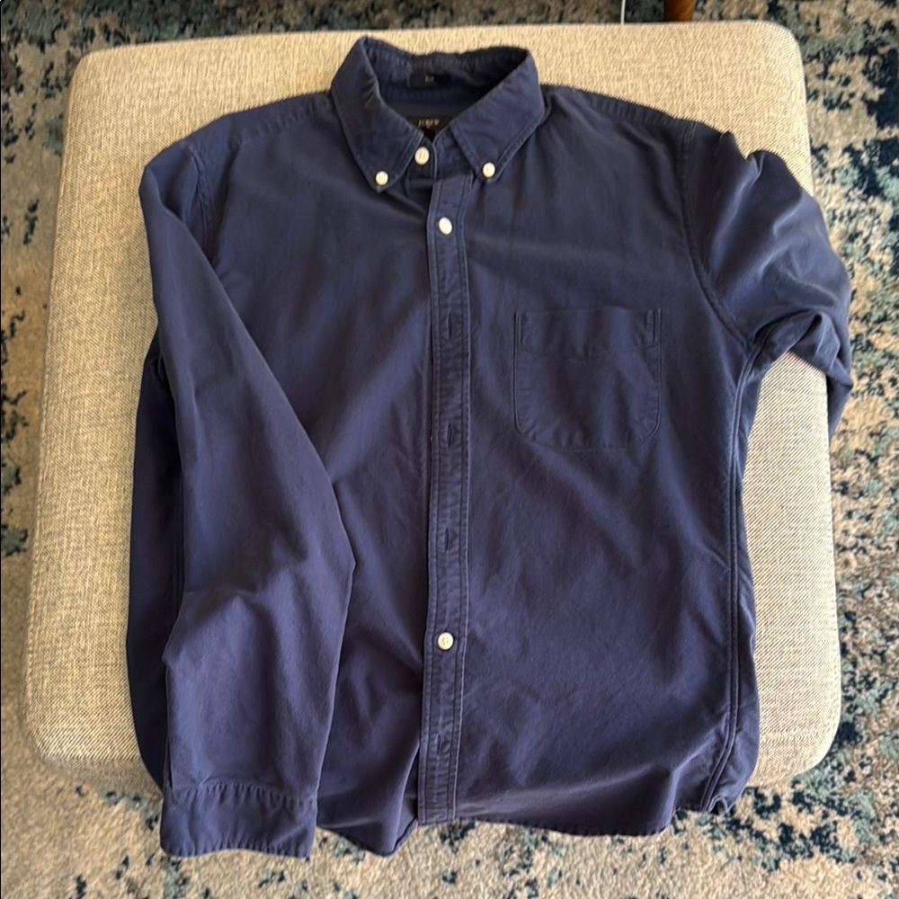 Casual Blue Button Down Shirt with Oxford Style